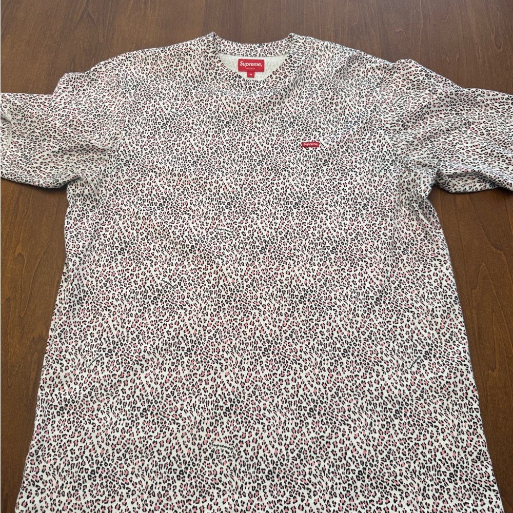 Supreme White and Pink Leopard Print Tee